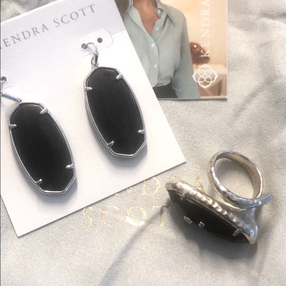 Kendra Scott earrings and ring